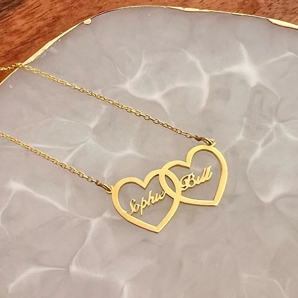 שרשרת לבבות בחריטה אישית