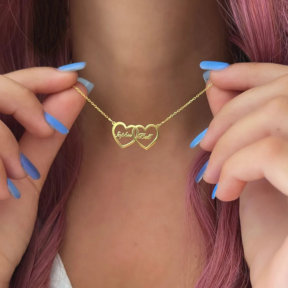 שרשרת לבבות בחריטה אישית