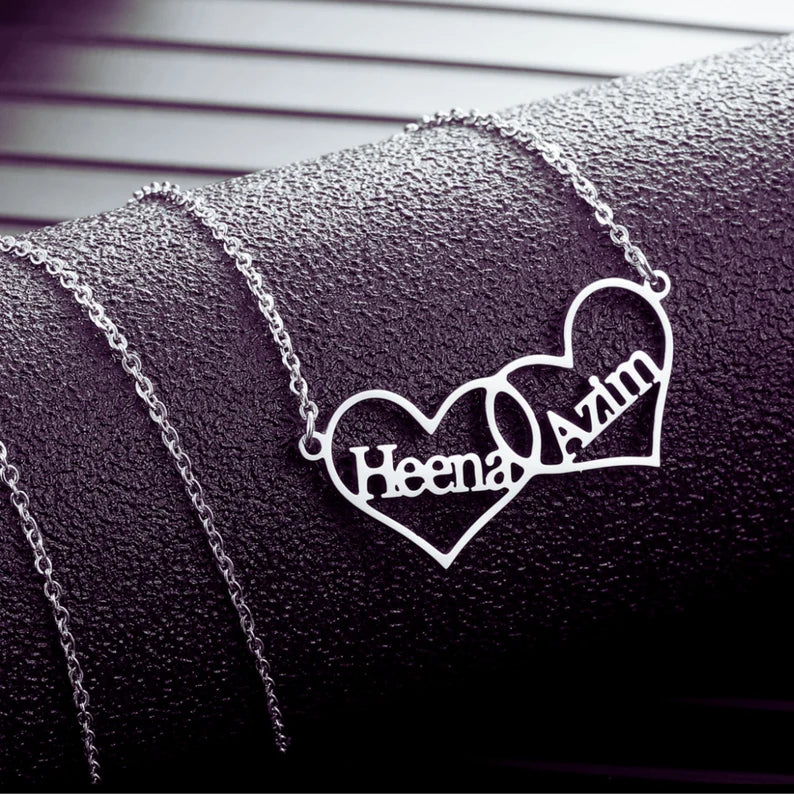 שרשרת לבבות בחריטה אישית