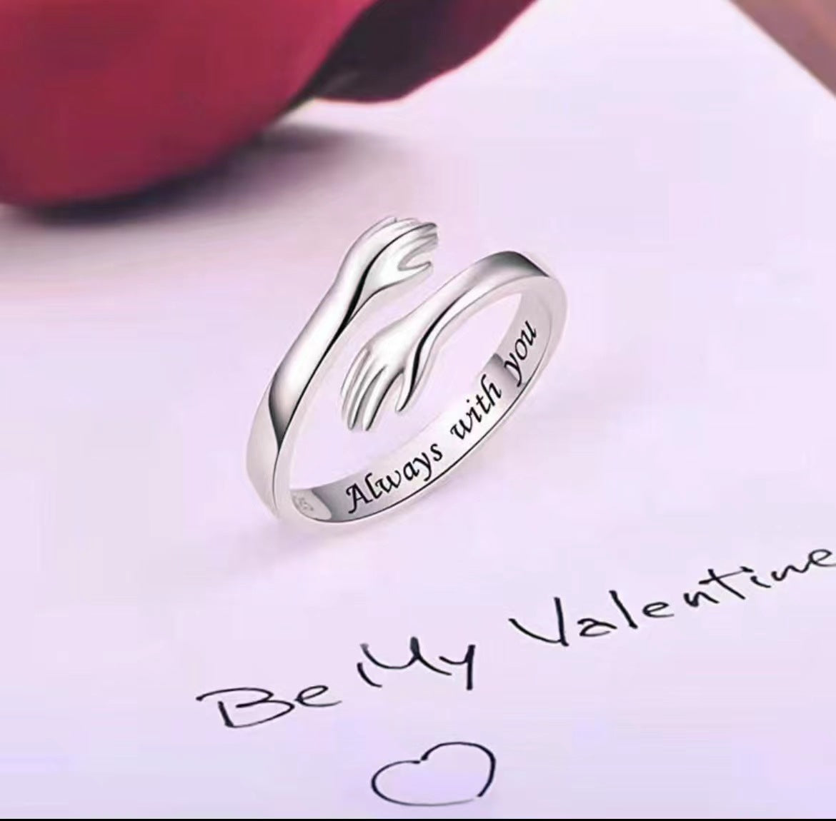 טבעת חיבוק עם חריטה 925